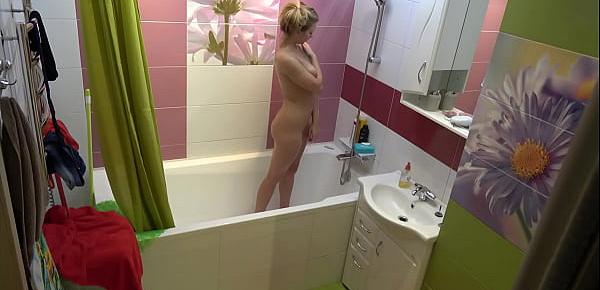  Naked chick with big tits in the shower